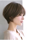 ☆ホワイトグレージュミニウルフデジタルパーマチェリーブラウン