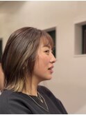 着物ヘア/ダークアッシュ/ミディアムレイヤーカット/麻布十番