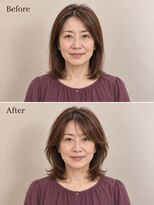 aptas 青山/表参道 白髪染め/白髪ぼかしハイライト/ボリュームアップエクステ 50代の大人ミディアム|表参道・青山