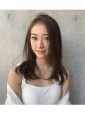 愛され韓国ヘア/横顔美人/ショコラアッシュ/前髪なし/オリーブ