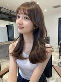 女神ヘア＊前髪ありくびれヘア 艶ベージュカラー 顔まわりカット