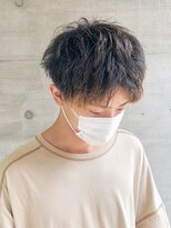 アース 天満橋店(HAIR & MAKE EARTH) 無造作メンズベリーショート☆ツーブロックアッシュブラウン