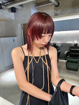 リール(rire) デザインカラーレイヤーカットウェットヘア夏オリーブベージュ