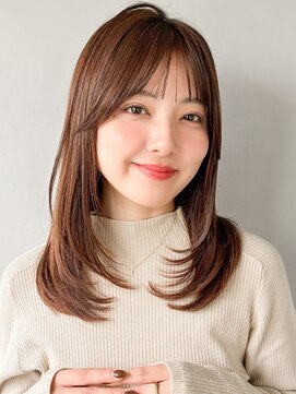 キリ 表参道(kyli) セミディ斜めバング黒髪大人可愛い小顔カットうる艶髪愛され