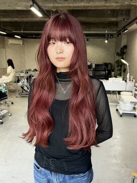 ネアー 新潟(NEER) レッドカラー◯ワイドバング◯顔周りカット