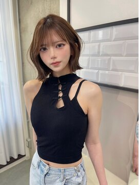 リリー(Lilley) くすみベージュ×姫カットレイヤー×韓国風巻き×くびれボブ