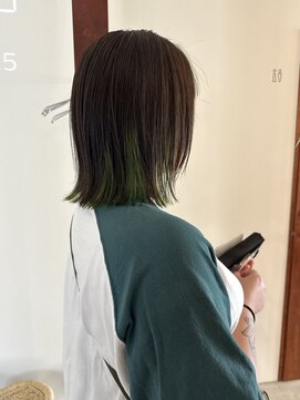 デン(den) 裾ブリーチ グリーンカラー