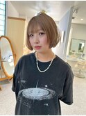 倉敷ボブ20代30代ハイトーンミルクティーブロンドカラー