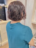 キャアリー(Caary)&nbsp;福山美容室Caaryボブパーマ髪質改善コーラルピンク30代40代50代