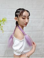 エクステ専門店ミキ 横浜店(MIKI)&nbsp;パステルカラー☆ブレイズ☆コーンロウ全頭♪