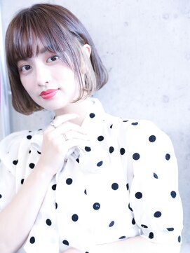 メノン 茨木店(Menon) シンプルボブ ペールベージュ インナーカラー 前髪