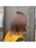 切りっぱなし+ピンクブラウン