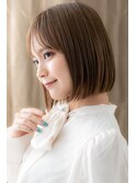 艶カラー前下がり切りっぱなしぱっつんボブY戸頭20代30代40代