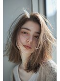 ミルクティーベージュ/ミディアムレイヤーlana hair/新宿】