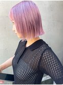【堀惠】切りっぱなしボブブリーチ20代30代40代ピンクラベンダー
