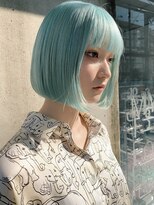 ピークアブー 原宿ハラカド(PEEK-A-BOO) 水色カラー/水色ボブ/ハイトーンボブ/ブロンドボブ/金髪ボブ