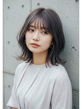 フルショウ 苦楽園店(FURUSHO) チャコールグレー/ホワイトシルバー/くびれヘア/毛先外ハネヘア