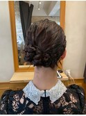 結婚式/二次会/パーティー/お呼ばれ/低めお団子/ウェーブ巻き