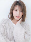 ミルクティーベージュブリーチなしハッシュカットボブ30代40代X