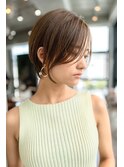大人かわいいフェザーバングカーキグレージュミディアムウルフ