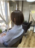 長めショートボブ　大人かわいい