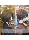 大人綺麗な小顔襟足スッキリショートボブ 30代40代50代