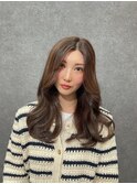 美髪チョコレートベージュレイヤースタイル