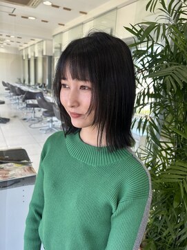 ハピネス 西大寺店(Happiness) ぱつっとボブ/顔周りレイヤー/フェイスレイヤー/ぱっつん前髪