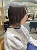 イメチェン外ハネボブ美髪ワイドバングミディアム縮毛矯正ボブ