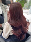 【顔周り似合わせカット】姫カットレイヤー/チェリーレッド