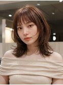 くびれミディアム/ウルフカット/ヘーゼルベージュ
