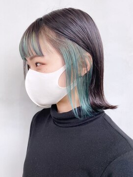 アルバム 銀座(ALBUM GINZA) インナーカラーグリーン_イヤリングカラー_ba322621