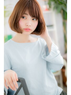 ミック 日暮里店(miq) クラシカルぱっつんボブ★オレンジカラーフレンチガーリーc1