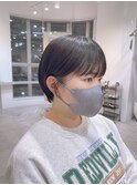 くびれヘア顔周り韓国レイヤーカット黒髪ショートミディアム/柏