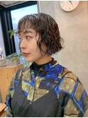 パーマボブ、くるくるパーマ、ウェーブパーマ、アッシュブラウン