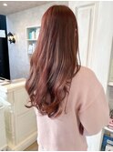 福山人気ゆる巻きロングピンクブラウン暖色カラー美髪20代30代夏