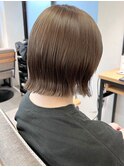 ブリーチなしシアーベージュ＊切りっぱなしボブ透明感カラー