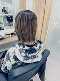 イメチェンホワイトブロンド外ハネボブ美髪ワイドバング韓国黒髪