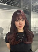 韓国レイヤー×ワインレッド