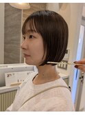 ボブ　ミルクティーベージュ　艶髪　髪質改善カラー　ショート