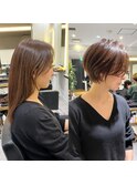 30代40代50代ひし形大人美人ショートボブ白髪ぼかし秋カラーer