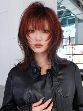 アルバム 池袋(ALBUM) くびれミディ顔周りレイヤー韓国ヘア前髪カット_F41342