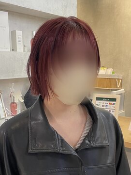 リコ(Lico) 【ブリーチなしダブルカラー】レッドカラー×レイヤーボブ