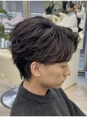 フェザーショートフェザーパーマセンターパート熊本メンズカット