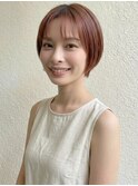 夏カラーブリーチなし艶ミニボブショートピンクブラウンｐ北浦和