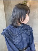 透明感カラー　グレー　暗髪　ウルフ　ミディアム　レイヤー
