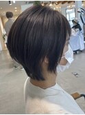 大人マッシュショート丸みショート黒髪ショートベリーショート