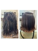 縮毛矯正／外はねボブ