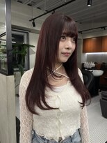 ニコ トウキョウ 渋谷(nico TOKYO)&nbsp;ダブルカラーチェリーレッドピンクブラウン韓国レイヤーロング