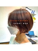 ショートボブ/大人ショートボブ/大人ショート/オレンジカラー